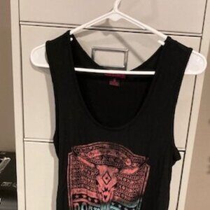 RocknRoll Cowgirl - Black Graphic Tank Top - Size Small